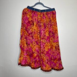 St. John's Bay Floral Print Tiered Maxi Skirt Size 6 Y2K VintageCore Boho Hippie